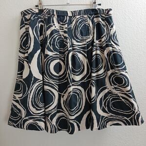 Vintage Y2K Old Navy Low Waist A-line Skirt 10 cotton lined black beige circles